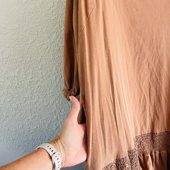 Free People Beach Tan / camel Brown Drop Waist Tunic Mini Dress Swim Cover - Picture 7 of 13